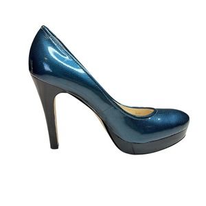 Calvin Klein Kendall Lizard Print Round Toe Platform Pump Teal Green 7.5